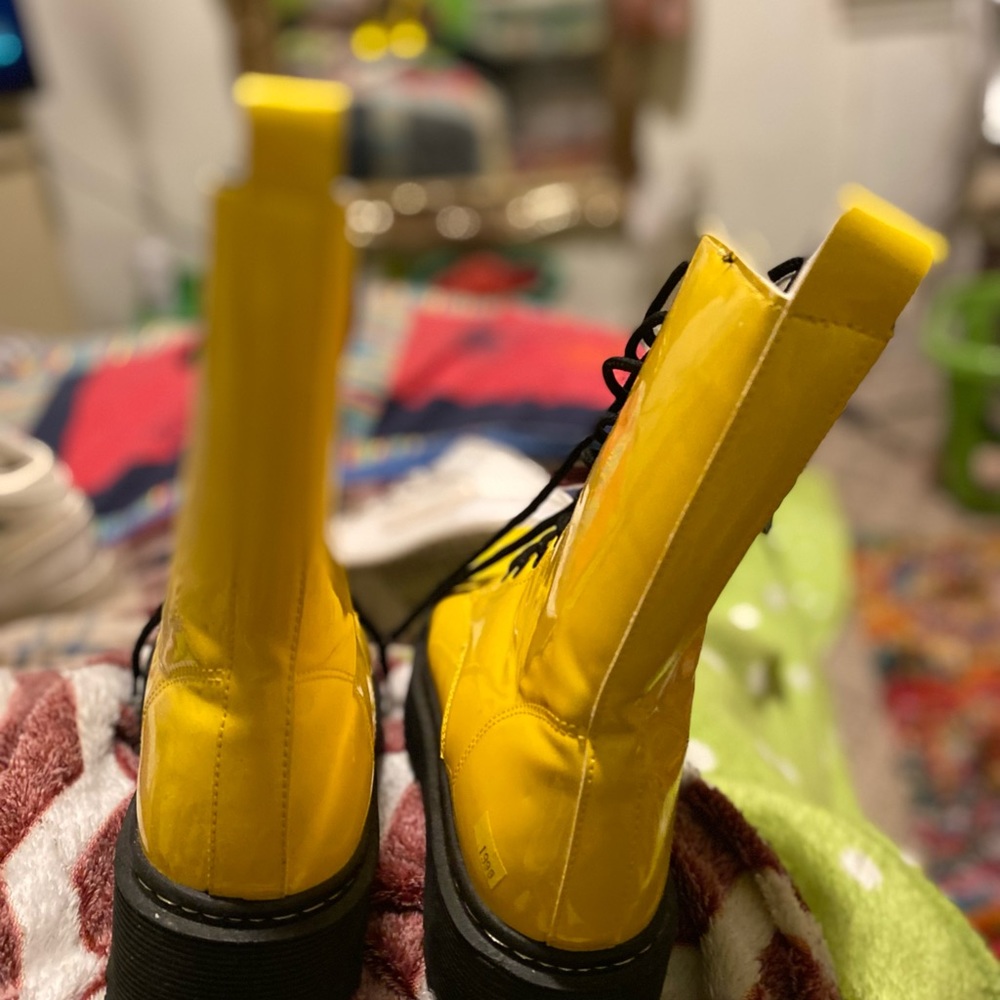 Yellow dr martens style boots